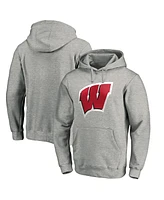 Fanatics Men's Gray Wisconsin Badgers Primary Logo Pullover Hoodie