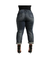 Poetic Justice Plus Tall Curvy-Fit Rolled Cuff Boyfriend Jeans