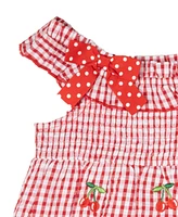 Rare Editions Baby Girls Cherry Seersucker Dress