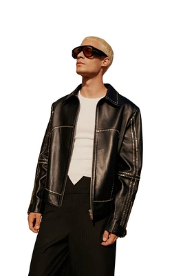 Pcfg Men's Leather Jacket Stud Rocks Details