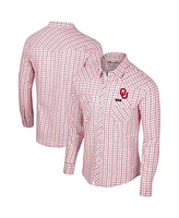 Colosseum x Wrangler Men's White Oklahoma Sooners Plaid Windowpane Long Sleeve Full-Snap Shirt