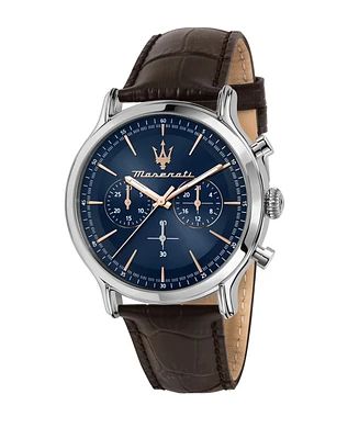 Maserati Men's Chronograph Brown Leather Watch, 42mm