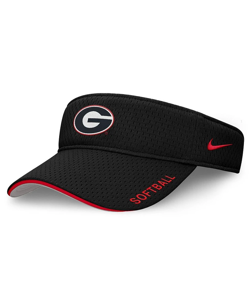 Nike Men's and Women's Black Georgia Bulldogs 2025 Dugout Softball Ace Performance Adjustable Visor Hat