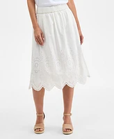 Style & Co Petite Cotton Eyelet-Hem Skirt, Exclusively at Macy's