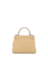 Pre-Owned Hermes Kelly 28 Handbag Light Clemence with Palladium Hardware