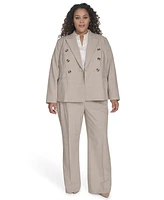 Calvin Klein Plus Windowpane Double-Breasted Jacket