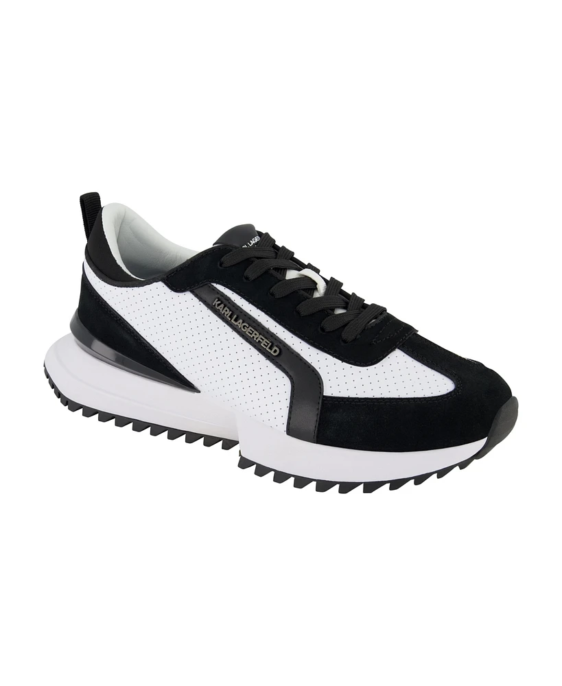 Karl Lagerfeld Paris Men's Perforated Metal Logo Running Sneakers