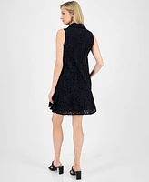 Robbie Bee Women's Cotton Sleeveless Eyelet Shift Dress