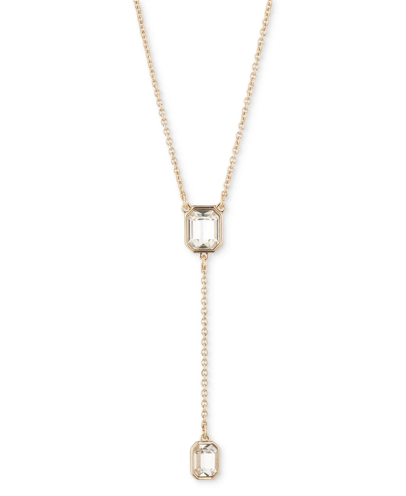 Lauren Ralph Lauren Gold-Tone Crystal Lariat Necklace, 16" + 3" extender