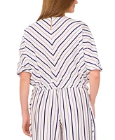 Sam & Jess Petite Chevron-Striped Tie-Hem Top
