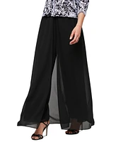 Alex Evenings Petite Wide-Leg Chiffon-Overlay Pants