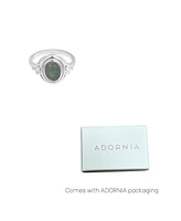 Adornia Fine Labradorite Ring with Side Stones .925 sterling silver