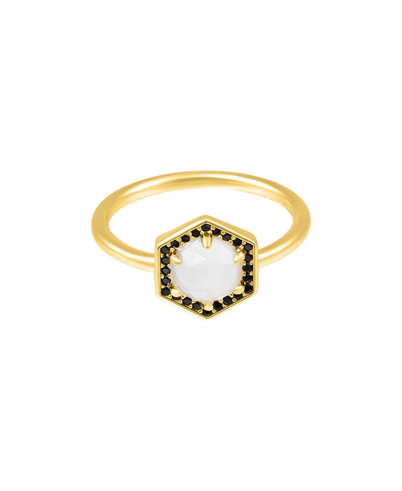 Adornia Fine Moonstone Hexagon Ring 14k gold vermeil