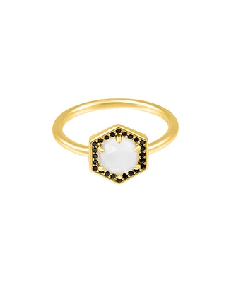 Adornia Fine Moonstone Hexagon Ring 14k gold vermeil