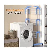 4-tier Folding Clothes Drying Rack with Rotatable Side Wings