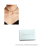Adornia Fine Rosary Choker Necklace moonstone black spinel silver