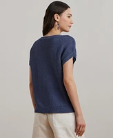 Lauren Ralph Women's Linen-Blend Short-Sleeve V-Neck Sweater