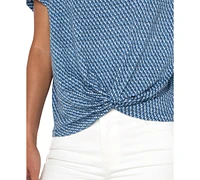 Liverpool Los Angeles Petite Twist-Hem Flutter-Sleeve Top