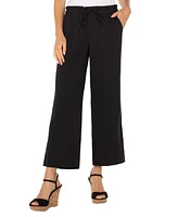 Liverpool Los Angeles Petite Cropped Pull-On Wide-Leg Pants