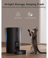 Automatic Cat Feeder,5L Automatic Cat Dry Food Dispenser,Timed Cat Feeder 6 Meals Daily with Portion Control,10s Voice Recording with Backup Power