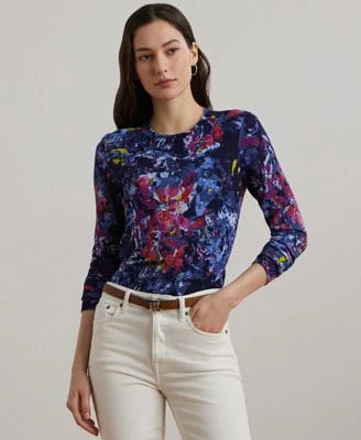 Lauren Ralph Lauren Womens Print Cotton Blend Sweater P Xs 3x