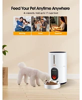 Automatic Cat Feeder, 4L Dog Food Dispenser with Stainless Steel Bowl, Timed Pet Feeder with Portion Control, Voice Recorder for Cat and Small Dogs, U