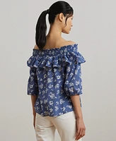 Lauren Ralph Women's Floral Voile Off-the-Shoulder Blouse