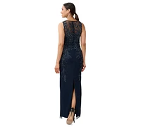 Adrianna Papell Petite Beaded Sleeveless Sheath Gown