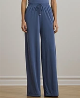 Lauren Ralph Women's Stretch Jersey Wide-Leg Drawcord Pants
