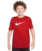 Nike Big Kids' Legend Swoosh-Logo Crewneck Dri-fit T-Shirt