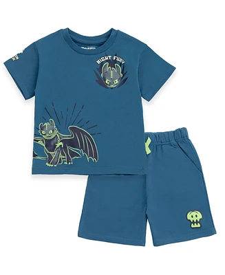 How to Train Your Dragon Toddler Boys DreamWorks Toothless T-Shirt and French Terry Shorts Outfit Set