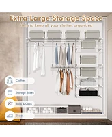 Adjustable Closet Organizer Kit with Shelves and Hanging Rods for 4 to 6 Feet