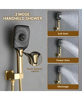 Casainc Led Light Ceiling-Mounted Thermostatic Shower System With Body Jets Handheld