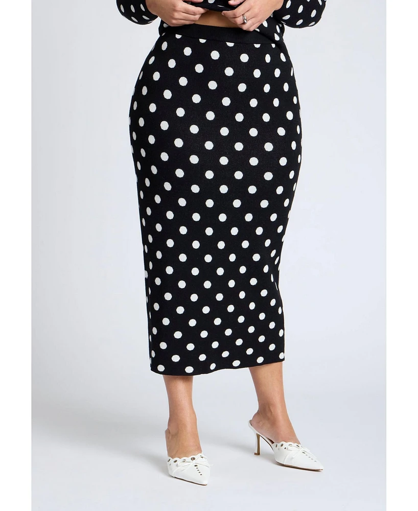 Eloquii Plus Polka Dot Sweater Midi Skirt