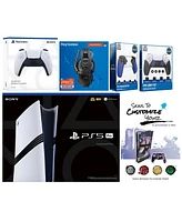 Sony Playstation 5 Pro Bundle with Extra White Controller, Plantronics Headset, Trigger Stop Kit, Fps Grip Kit and MightySkins Decal Voucher Plus 1 Ye