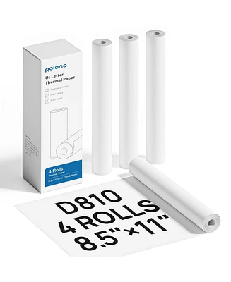 Polono D810 Thermal Printer Paper 8.5 x 11 Inch, Advanced Thermal Printing, Us Letter Size Thermal Paper Compatible with D810, Size 8.5" x 11", 4 Pack