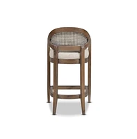 Mid-Century Modern 26" Counter Stool, 1PK Cane Back Bar Chair, Solid Oak Frame for Kitchen Island & Home Bar-The Pop