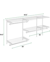 Custom Closet Organizer Kit 3 to 5 Feet Wall-Mounted Closet System with Hang Rod