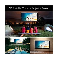 Pyle Outdoor Projector Screen – 72" Portable Viewing Display with Frame Stand, Hd 16:9 Display