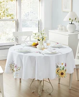 Elrene Sunflower and Daisies Cutwork Tablecloth