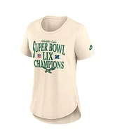 Nike Women's Natural Philadelphia Eagles Super Bowl Lix Champions Retro Logo Tri-Blend Scoop Neck T-Shirt
