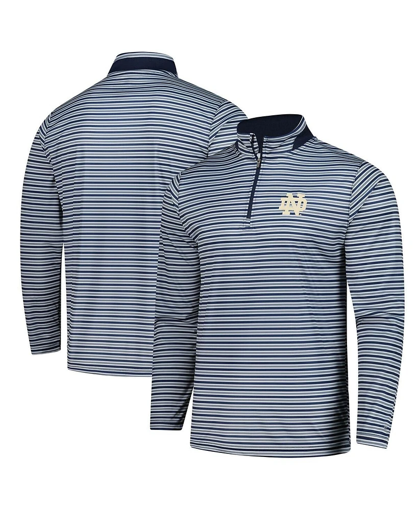 Colosseum Men's Navy Notre Dame Fighting Irish Striped Quarter-Zip Sweatshirt