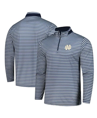 Colosseum Men's Navy Notre Dame Fighting Irish Striped Quarter-Zip Sweatshirt