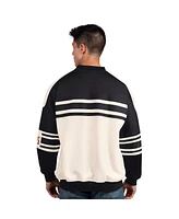 Starter Men's Cream/Black Anaheim Ducks Defense Fleece Crewneck Pullover Sweatshirt