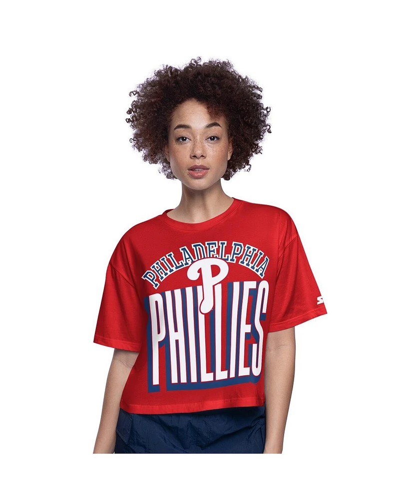 Starter Women's Red Philadelphia Phillies Play the Ball Boxy Cropped T-Shirt