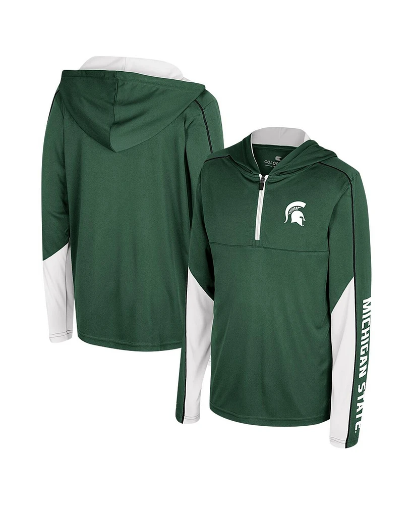 Colosseum Big Boys and Girls Green Michigan State Spartans Hansel Quarter-Zip Hoodie