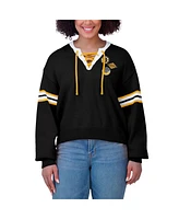 Wear by Erin Andrews Women's Black Boston Bruins Cropped Lace-Up Sweater