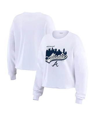 Wear by Erin Andrews Women's White Atlanta Braves Domestic Postcard Long Sleeve T-Shirt