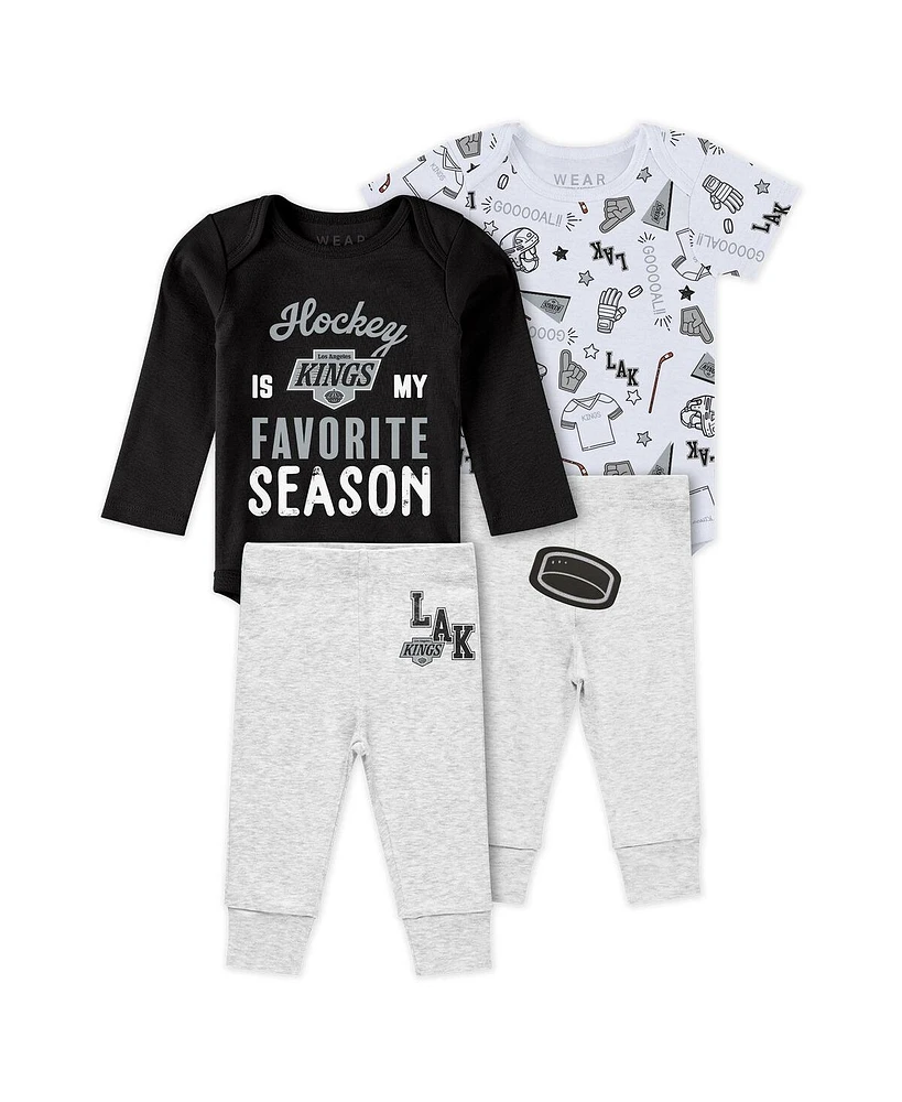 Wear by Erin Andrews Baby Boys and Girls 3-Piece Los Angeles Kings Turn Me Around Bodysuits Pants Set