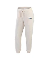 Wear by Erin Andrews Women's Oatmeal Seattle Seahawks Plus Rib-Knit Long Sleeve T-Shirt & Pants Lounge Set